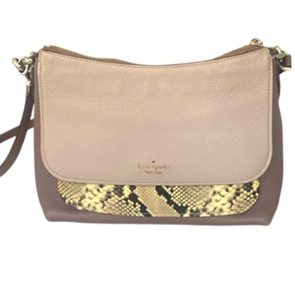 ♠️ Kate Spade New York Melody Mixed Material Flap Shoulder Crossbody Taupe - Picture 1 of 10